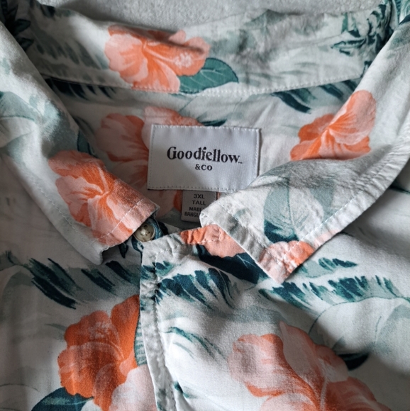 Goodfellow Mens Floral Hawaiian Shirt Button Up Multicolor Tropical 3XL Tall - Picture 6 of 12